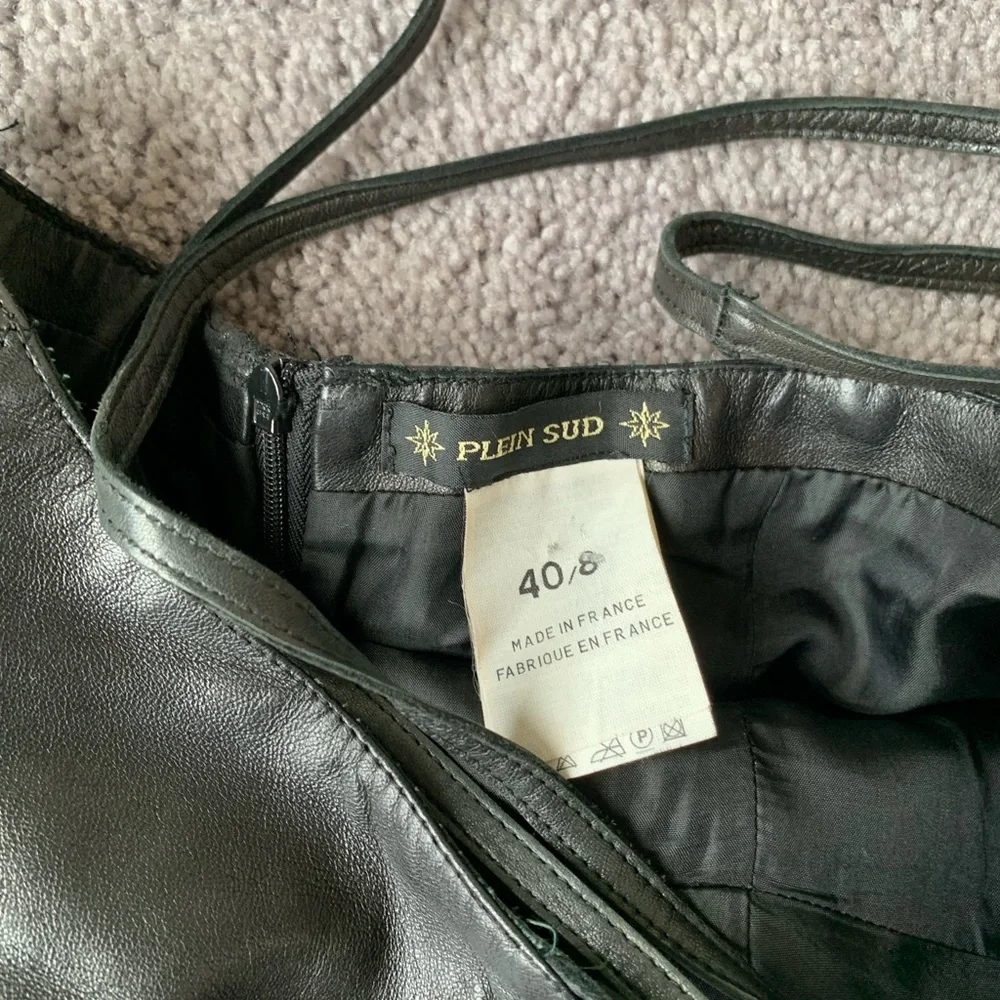 Vintage Plein Sud Lambskin Leather Black Mini Dress - Picture 4 of 5